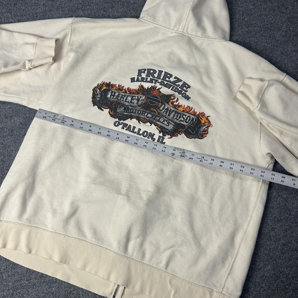 Harley-Davidson Hoodie Mens XL White Frieze OFallon IL Full Zip Graphic Fleece - Picture 5 of 6
